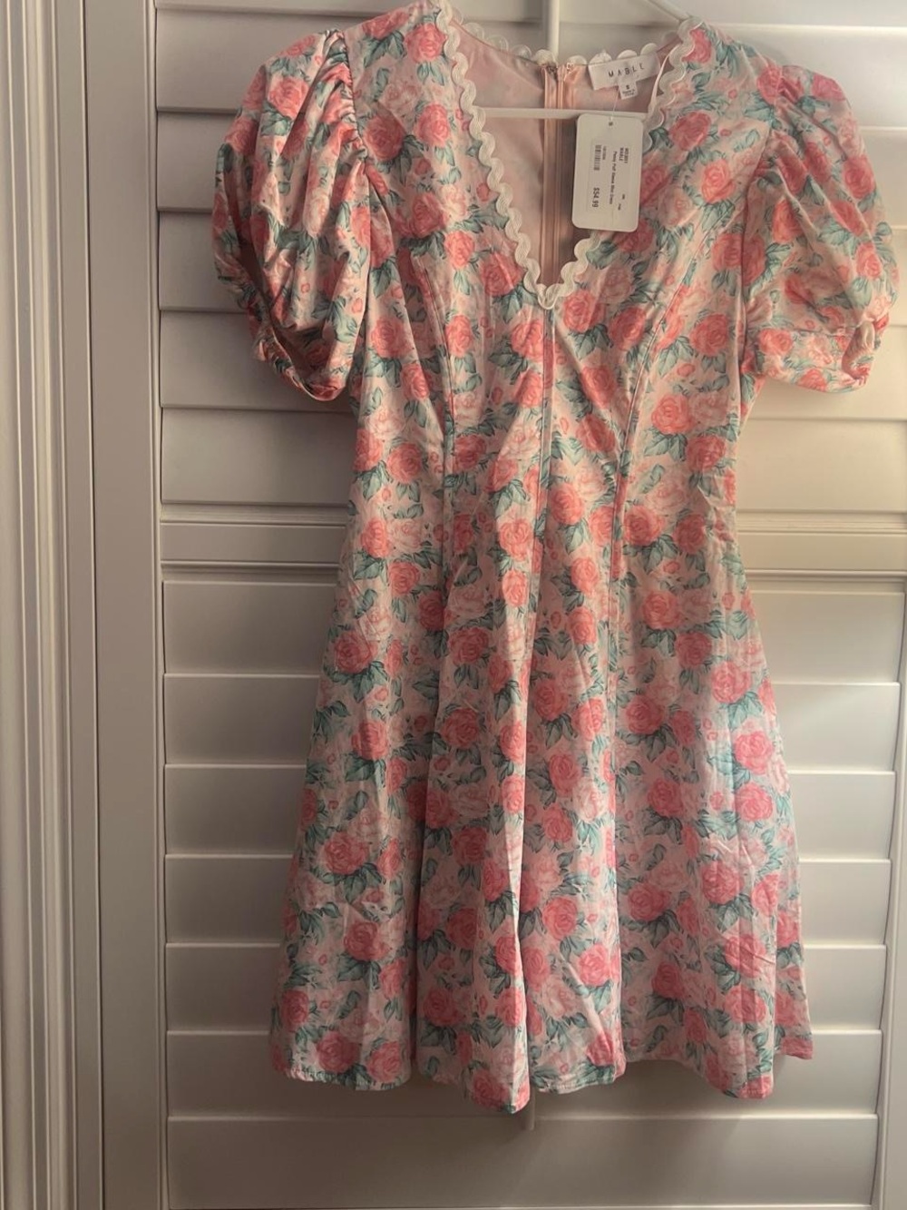 Floral Puff-Sleeve Casual Dress in Pink